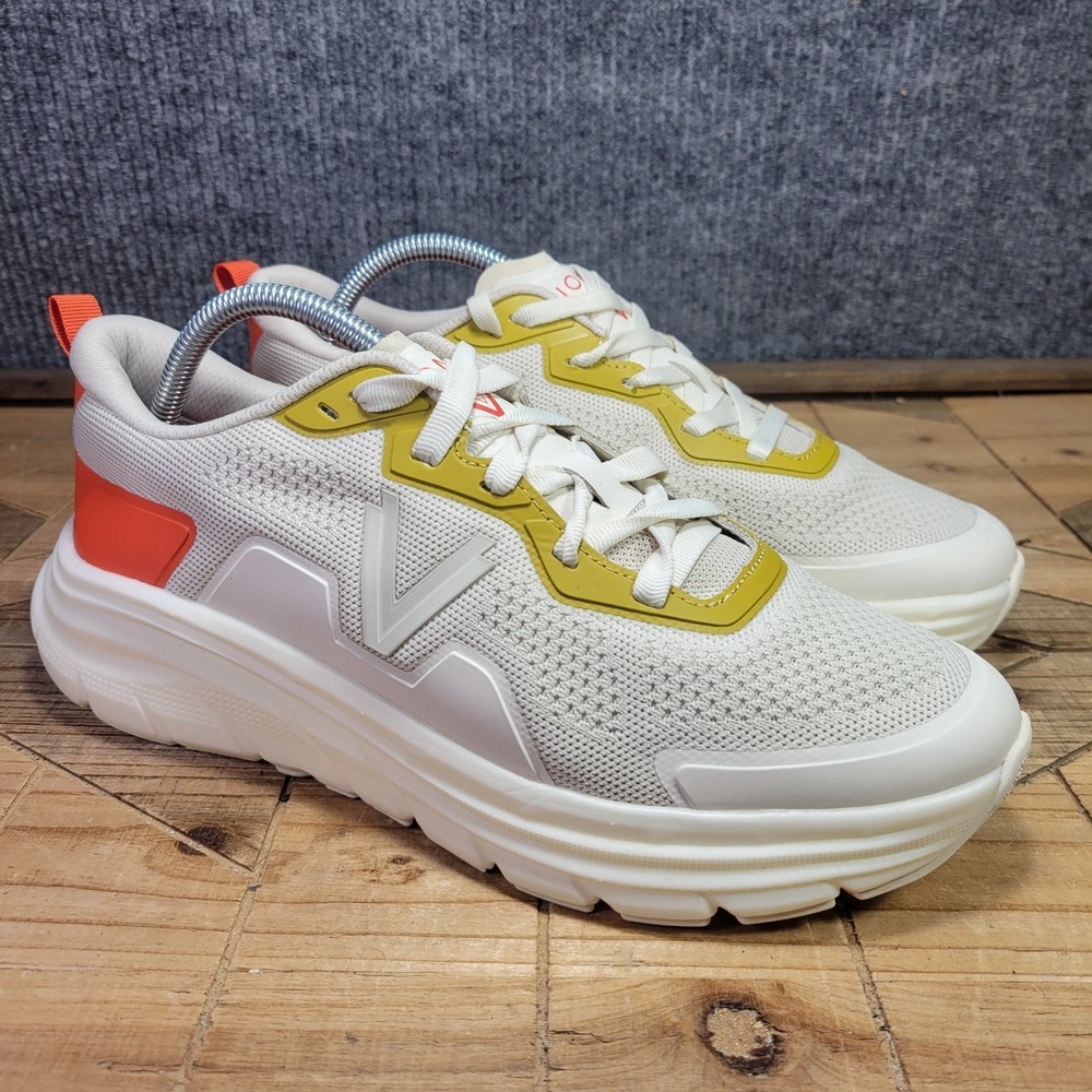 Vionic Walk Max Women's 10.5 WIDE Knit Sneakers Cream/Tangerine Shoes Sneakers